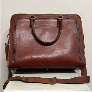 BANUCE Italian Elegant Brown Leather Briefcase for Men’s and Women’s